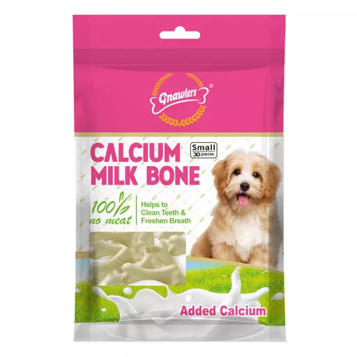 Gnawlers Calcium Milk Small Bone Dog Treat Snack - 30pcs/270g