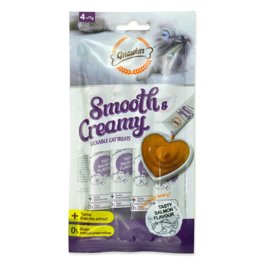 Gnawlers Smooth & Creamy Cat Treats Salmon Flavor - 4x15g
