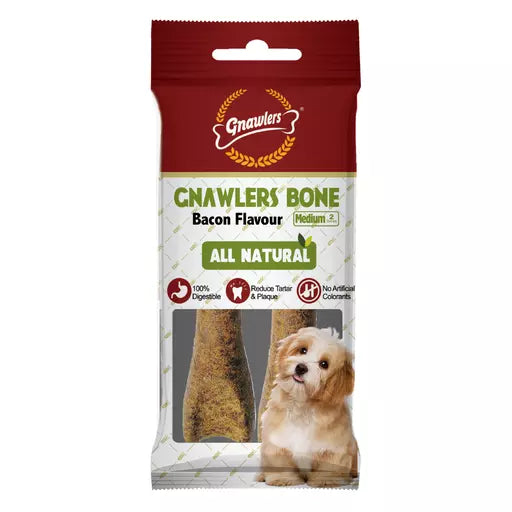 Gnawlers Dog Treat Bone Snack Medium Beef - 2pcs/90g