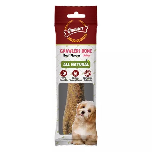 Gnawlers Dog Treat Bone Snack Medium Beef - 95g