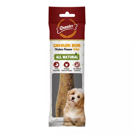 Gnawlers Dog Treat Bone Snack Medium Chicken - 95g