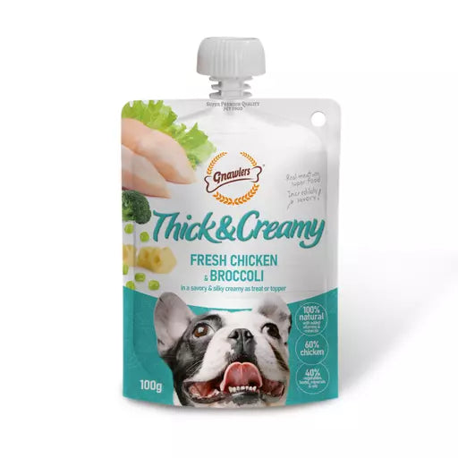 Gnawlers Thick & Creamy Dog Treat Chicken & Broccoli - 100g