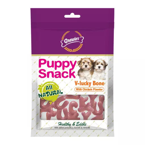 Gnawlers V-Lucky Bone Puppy Treat Snack Chicken - 270g