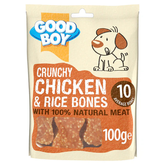 Good Boy Dog Treat Crunchy Chicken & Rice Bones - 100g