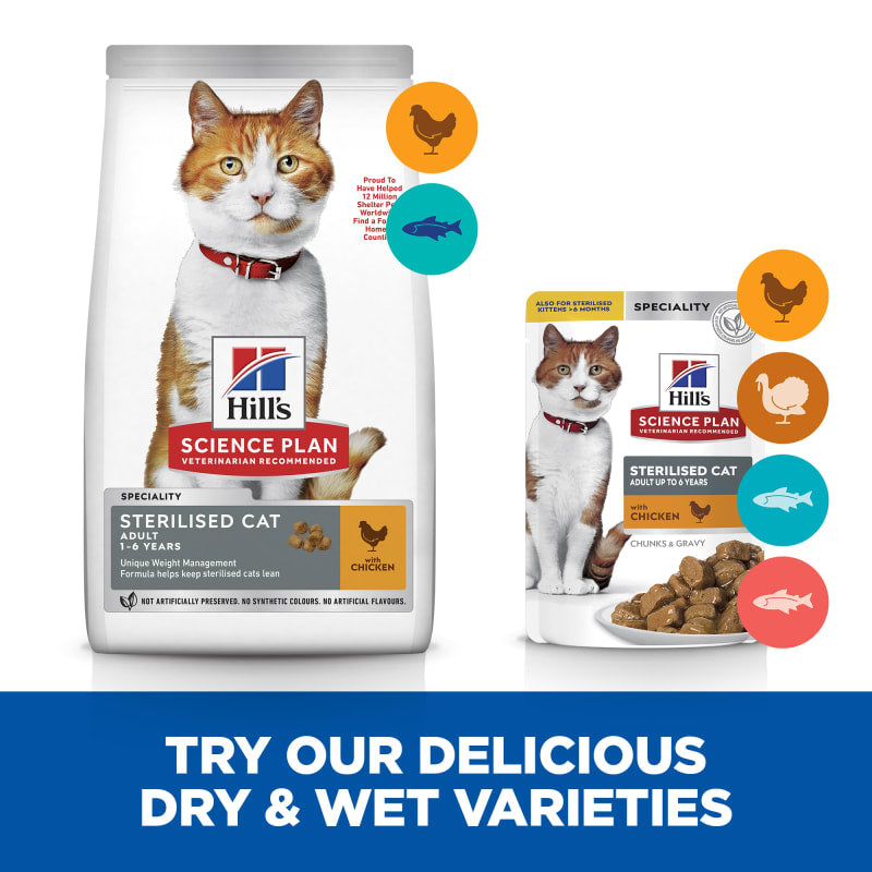 Hills Science Plan Sterilised Young Adult Cat Wet Food With Chicken Pouches 85G