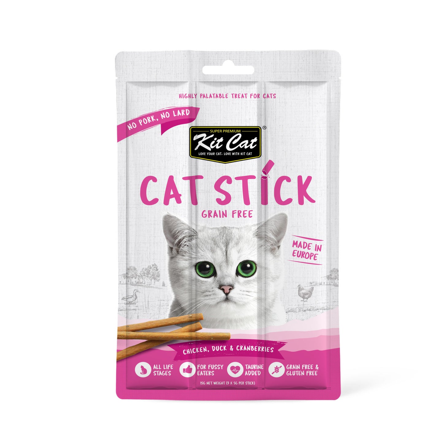 Kit Cat Grain-Free Cat Stick ‚Chicken, Duck & Cranberries 15g