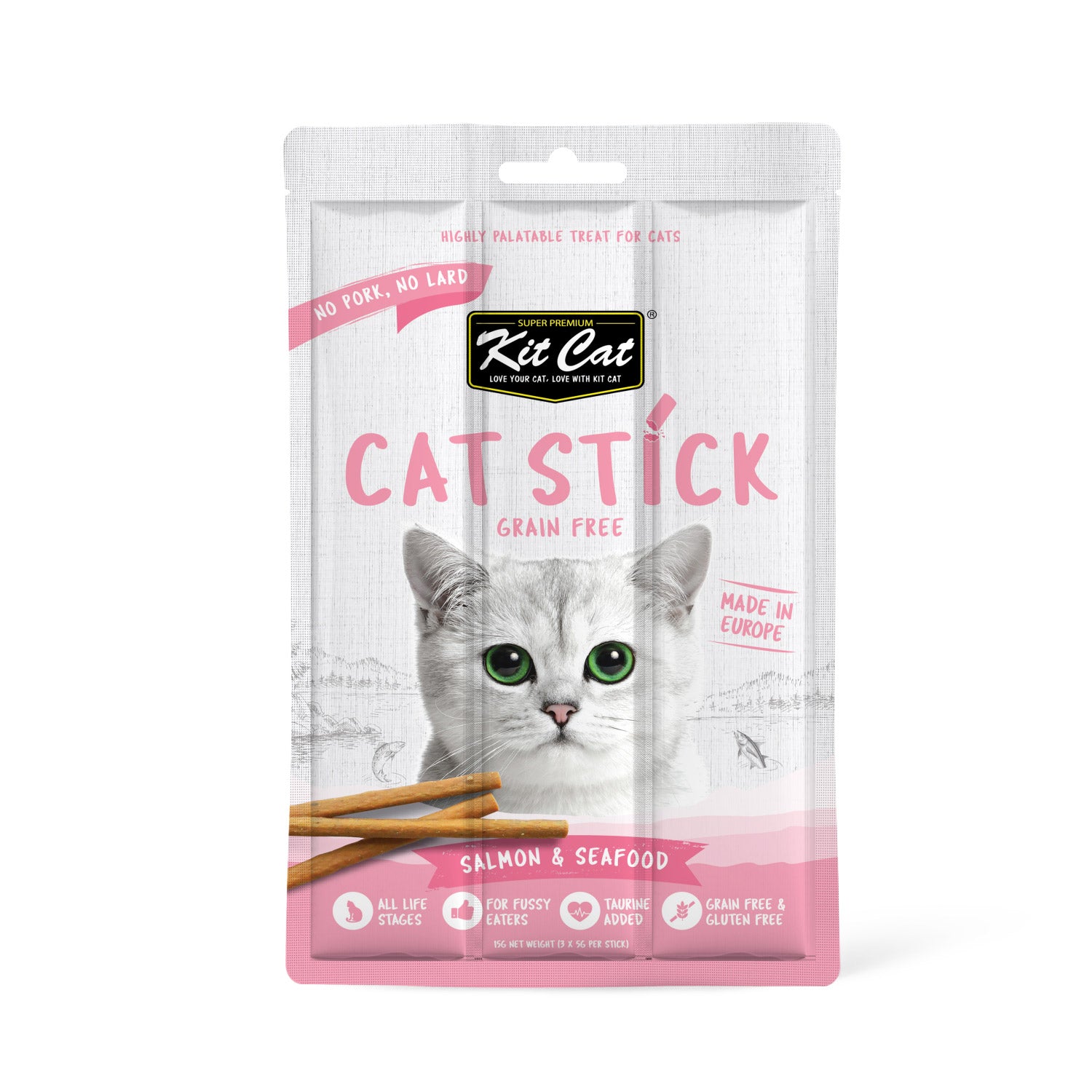 Kit Cat Grain-Free Cat Stick ‚Salmon & Seafood 15g