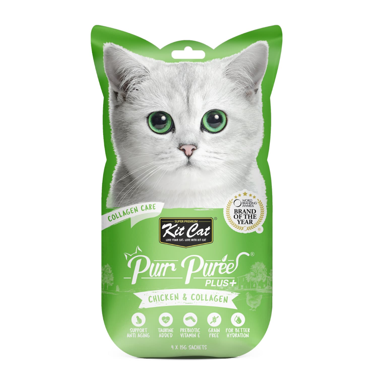 Kit Cat Puree Plus CollagenCare ‚Chicken Treat for Cats 60g