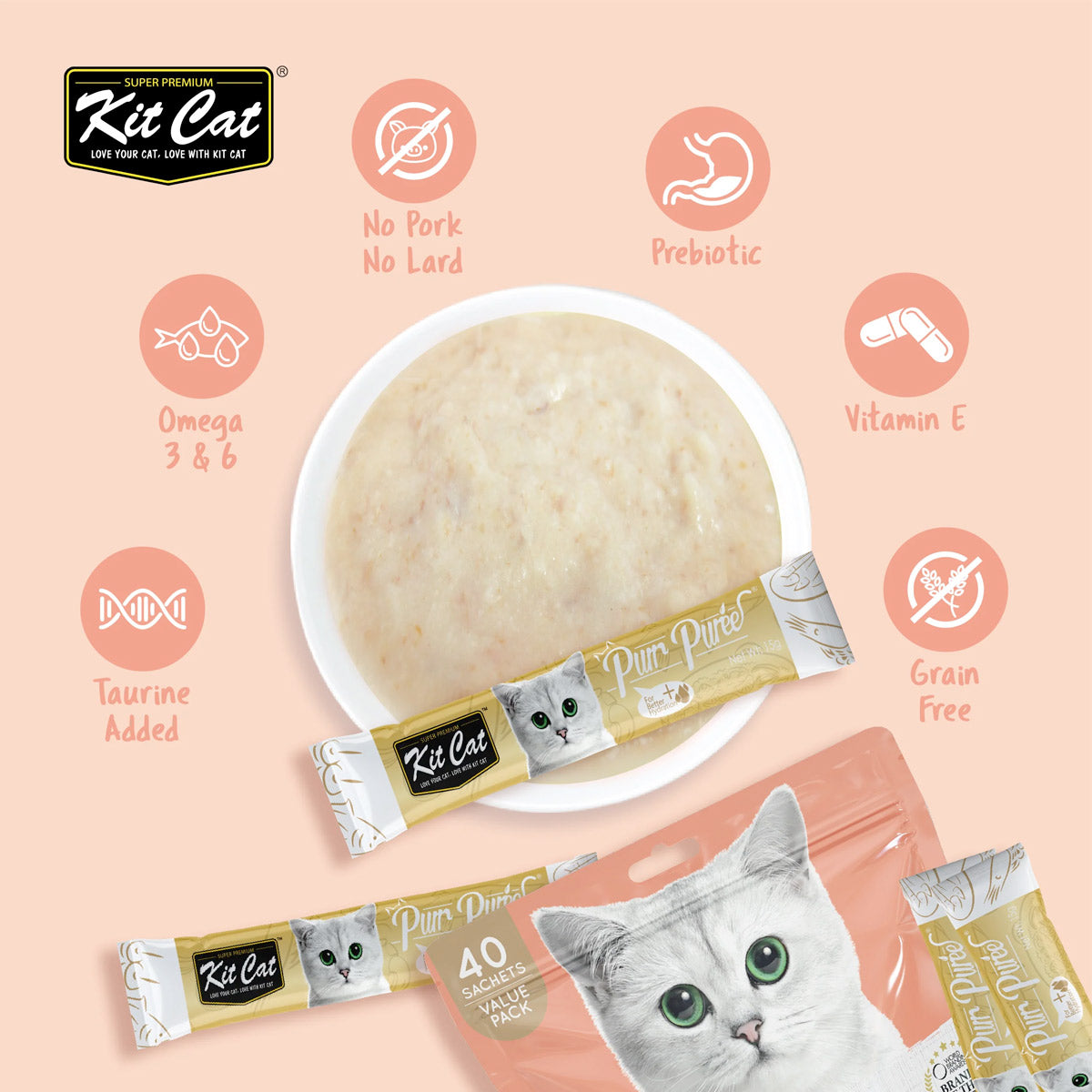 Kit Cat Puree Treats ‚Chicken & Salmon 600g (40pcs)
