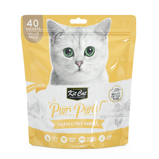 Kit Cat Puree Treats ‚Chicken & Fiber Hairball 600g (40pcs)
