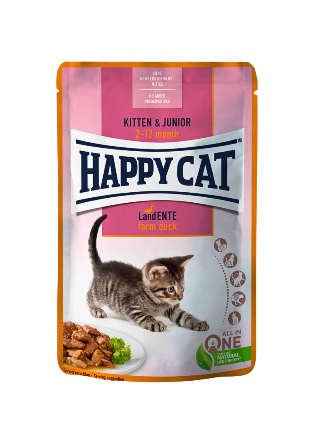 Happy Cat Young Meat In Sauce Kitten & Junior Land Duck 85G