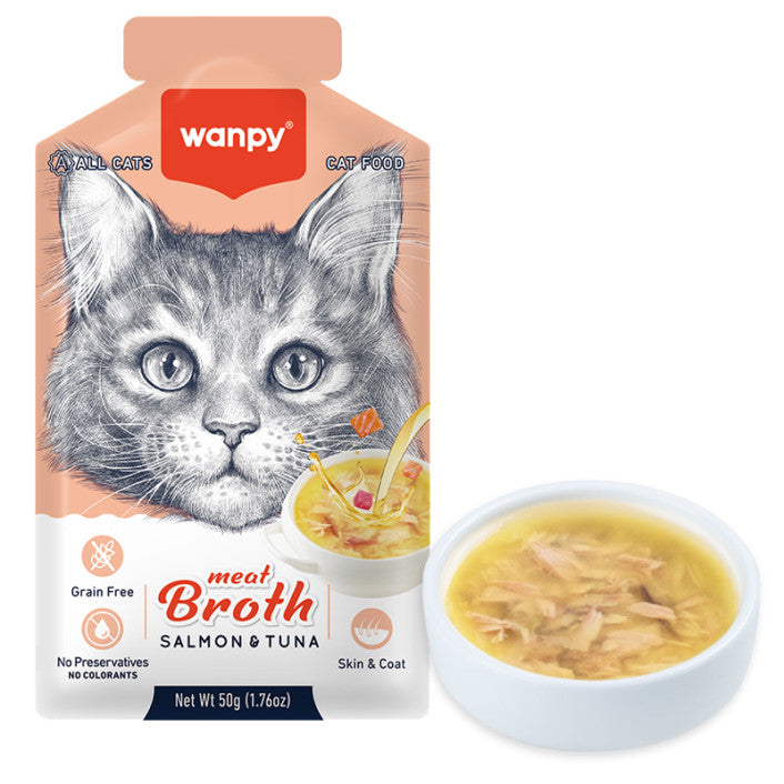 Wanpy Salmon & Tuna Broth for Cats ‚Protein-Rich Wet Treat