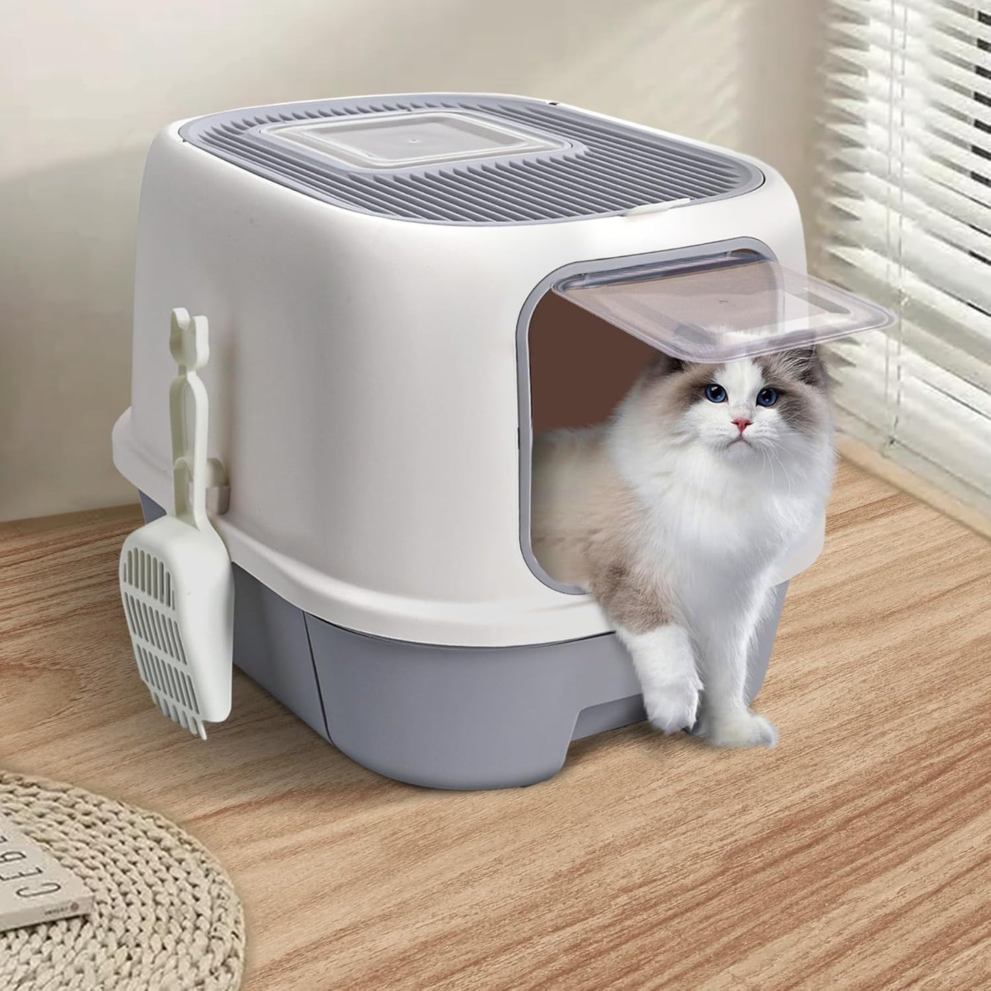 Pado Jumbo Cat Litter Box 40*39*52cm-Grey