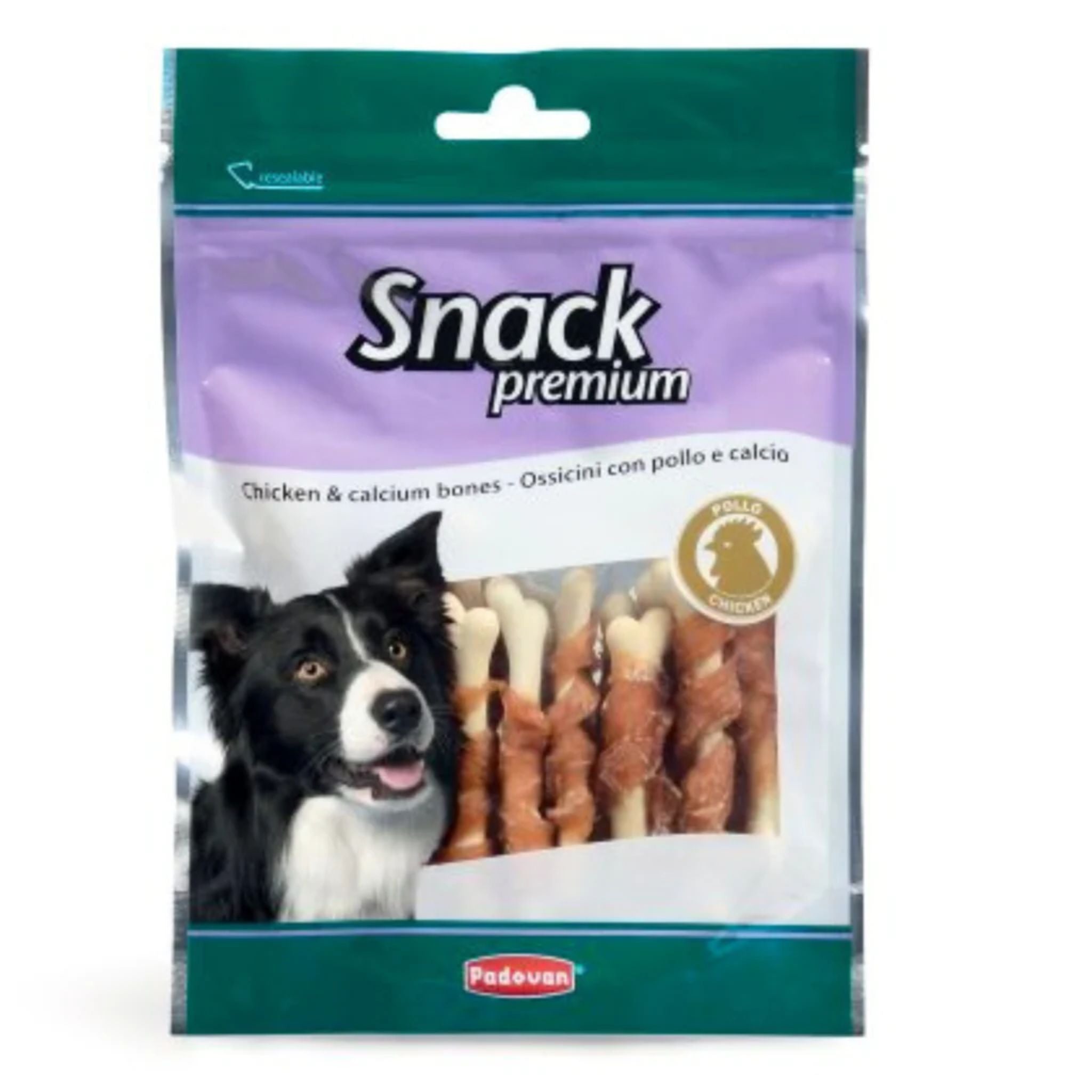 Padovan Chicken & Calcium Dog Bones – 100g Chewy Treats