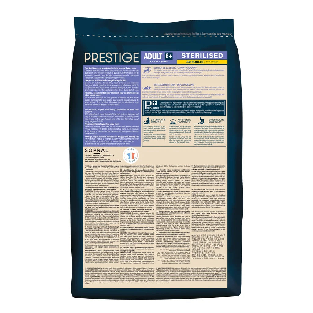 Pro Nutrition Prestige Cat Adult Dry Food 8+ Sterilised Chicken