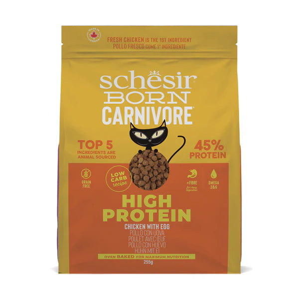 Schesir Born Carnivore Grain Free Oven Baked Dry Food for Cat - Chicken&Egg 255g