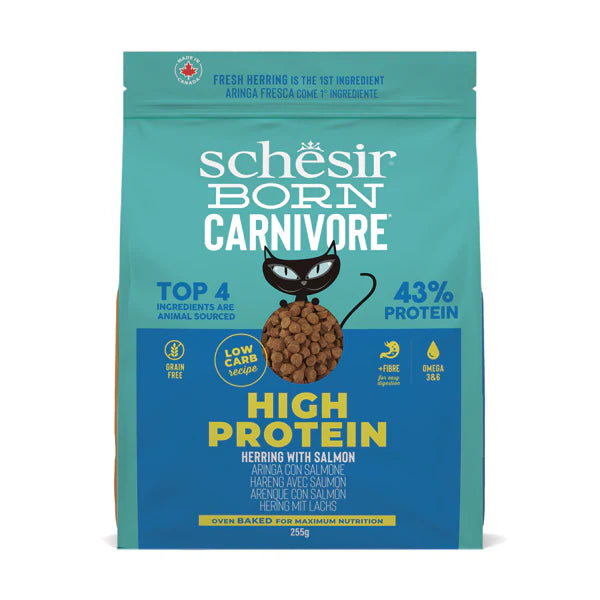 Schesir Born Carnivore Grain Free Oven Baked Dry Food  For Cat - Herring & Salmon 255g