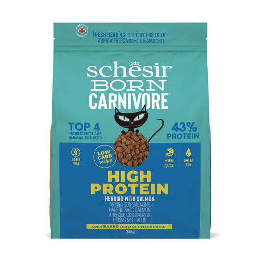 Schesir Born Carnivore Grain Free Oven Baked Dry Food  For Cat - Herring & Salmon 255g