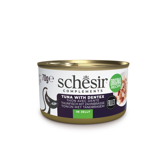 Schesir Complements Cat Wet Food in Jelly Can- Tuna With Dentex 70g