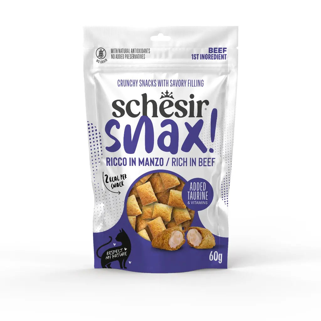 Schesir Snax Crunchy & Creamy Cat Treat Snack Beef - 60g