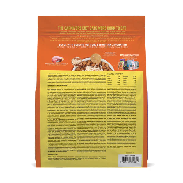 Schesir Born Carnivore Grain Free Oven Baked Dry Food for Cat - Chicken&Egg 255g