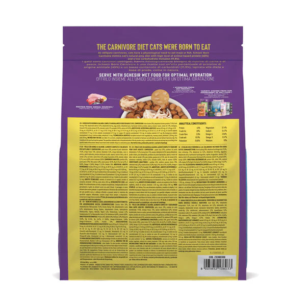 Schesir Born Carnivore Grain Free Oven Baked Dry Food For Cat - Chicken with Herring & Salmon 1.25kg