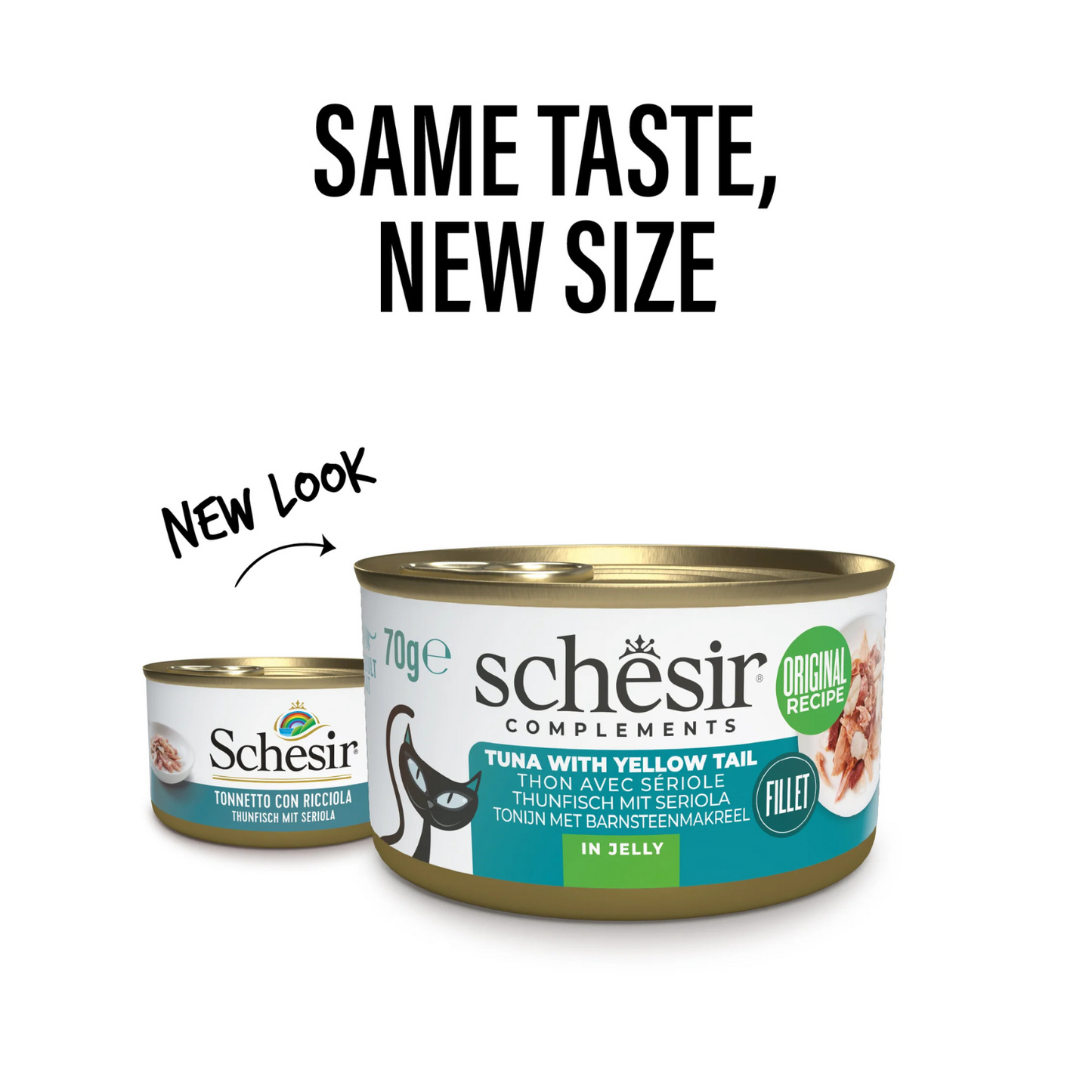 Schesir Complements Cat Wet Food in Jelly Can- Tuna With Yellow Tail 70g
