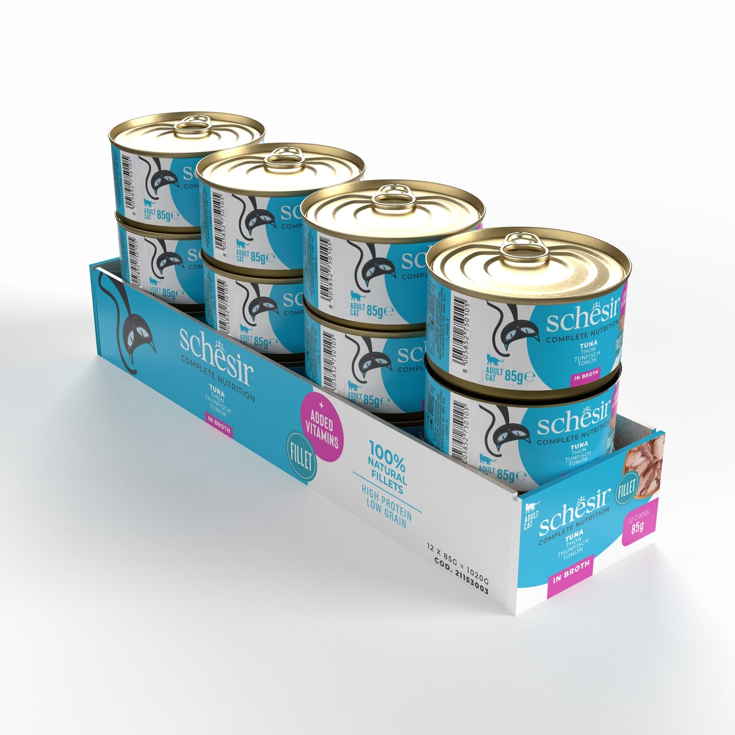 Schesir Complete & Balanced Nutrition Wet Cat Food in Broth Can- Tuna 85g