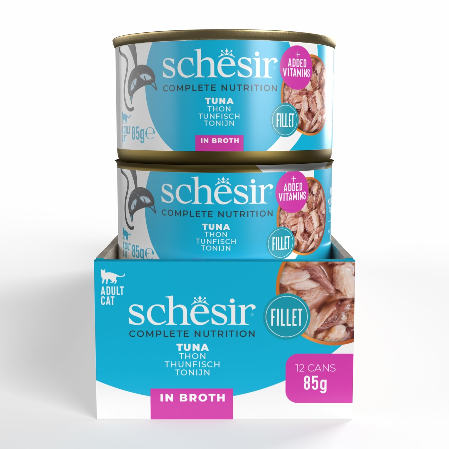 Schesir Complete & Balanced Nutrition Wet Cat Food in Broth Can- Tuna 85g