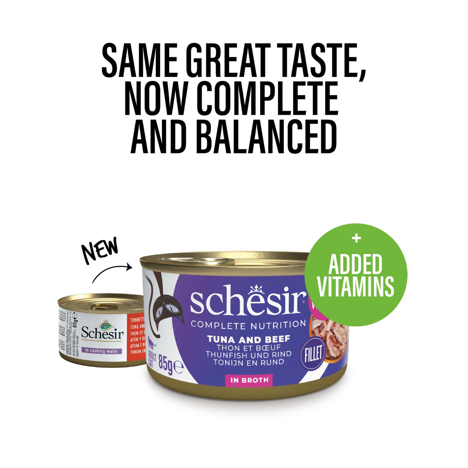 Schesir Wet Cat Food in Broth Can- Tuna With Beef 85g