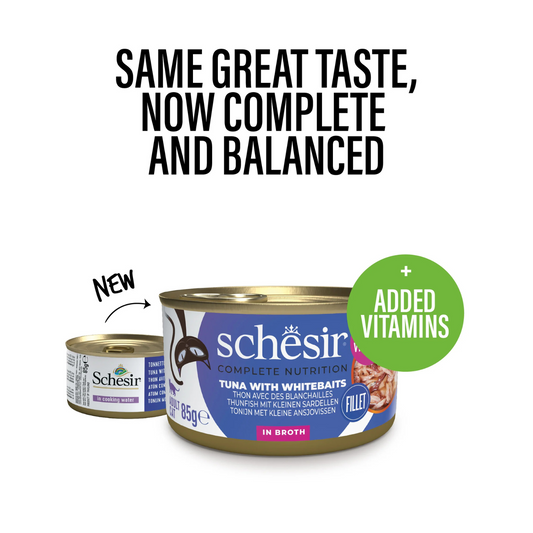 Schesir Wet Cat Food In Broth Can Tuna With Whitebait - 85g