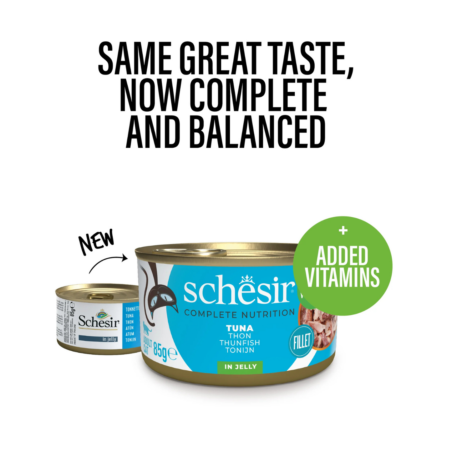 Schesir Complete & Balanced Nutrition Wet Cat Food in Jelly Can- Tuna 85g