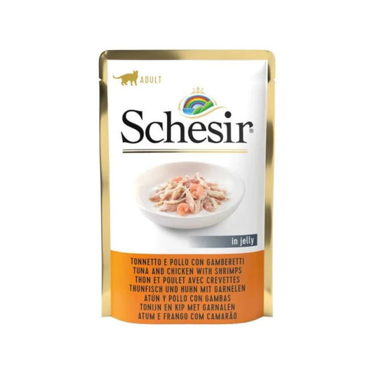 Schesir Cat Pouch Tuna Chicken & Shrimps Wet food 85G