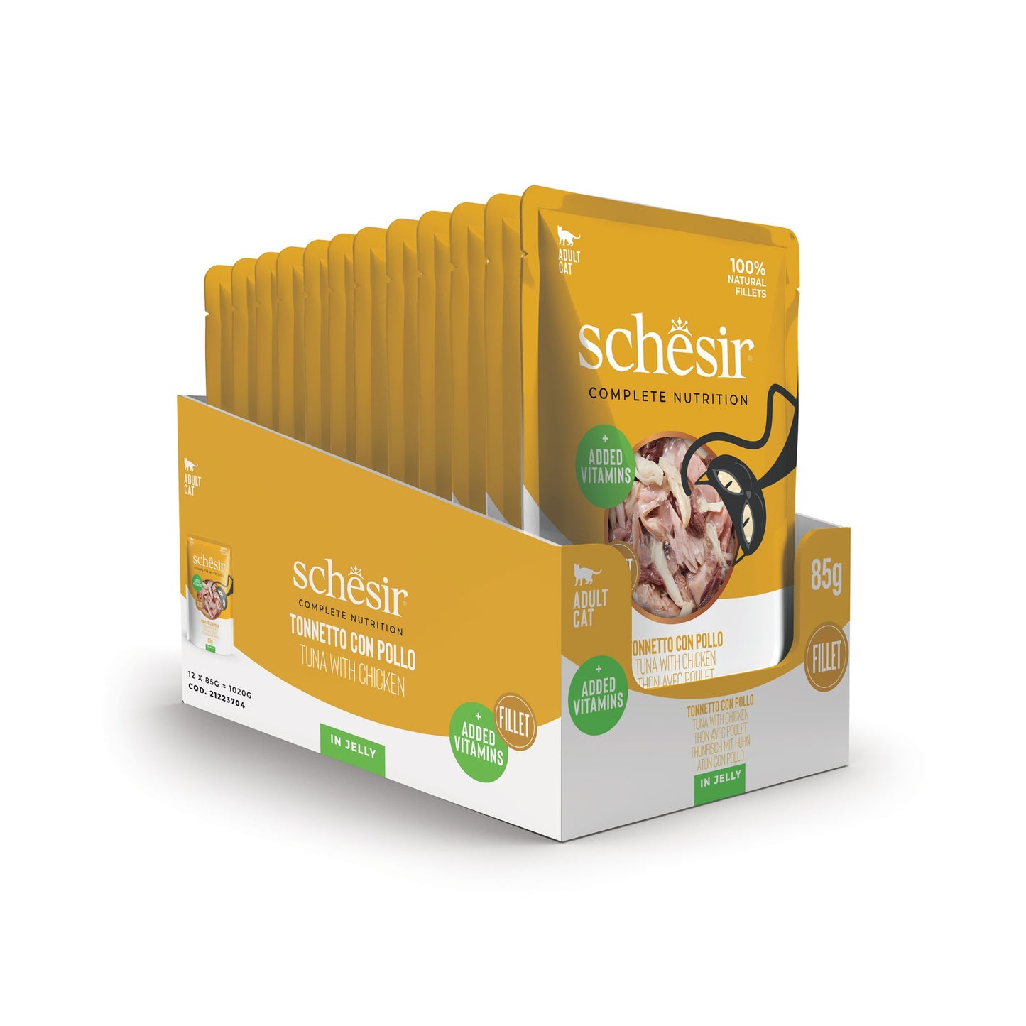 Schesir Complete & Balanced Nutrition Wet Cat Food in Jelly Pouch- Tuna With Chicken 85g
