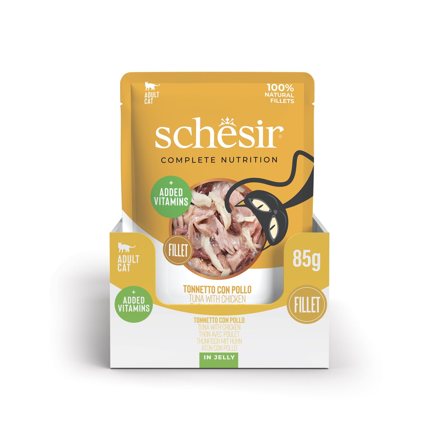 Schesir Complete & Balanced Nutrition Wet Cat Food in Jelly Pouch- Tuna With Chicken 85g