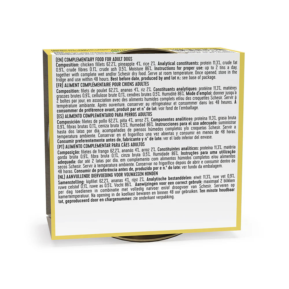 Schesir Dog Wet Food in Jelly Can-Chicken With Pineapple 150g