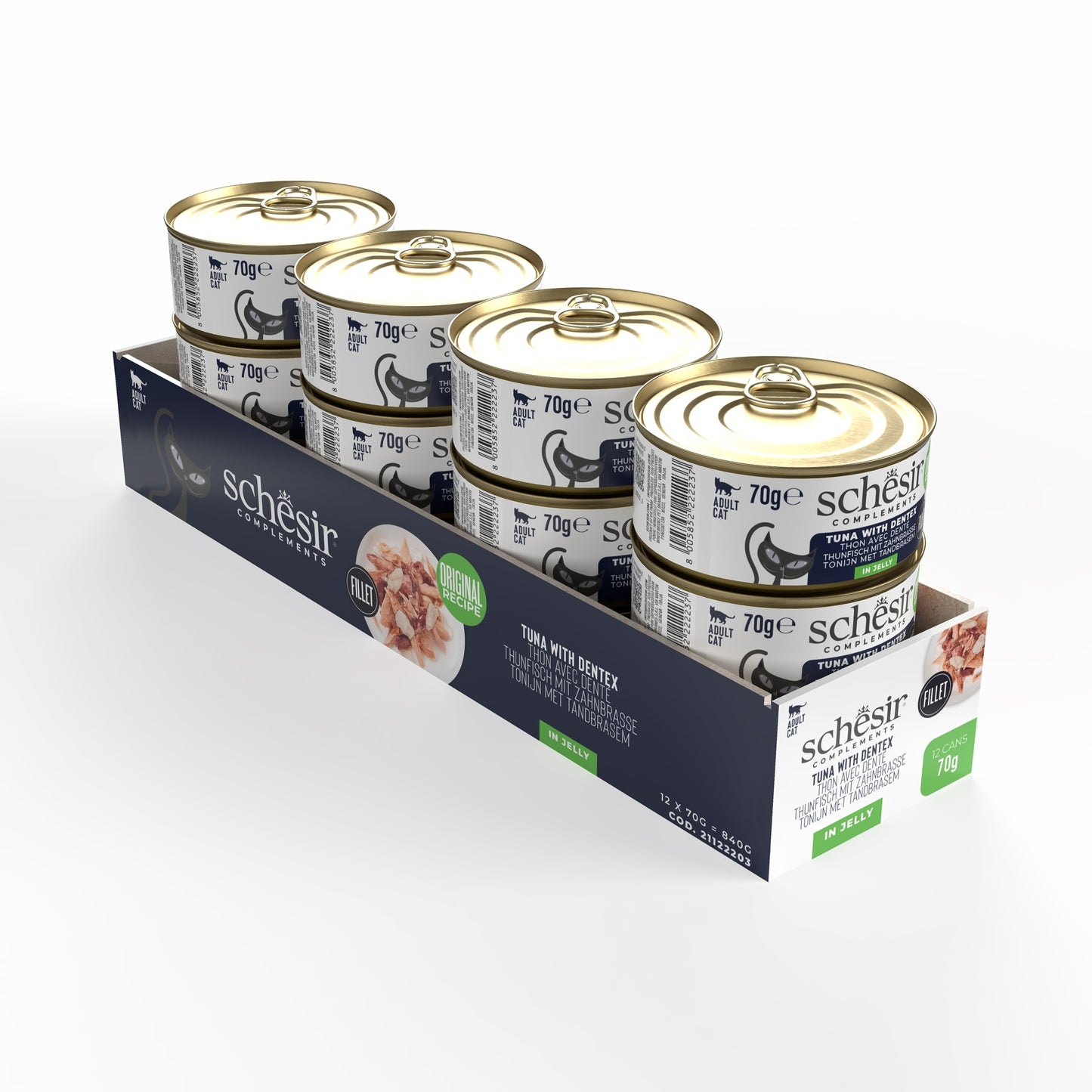 Schesir Complements Cat Wet Food in Jelly Can- Tuna With Dentex 70g