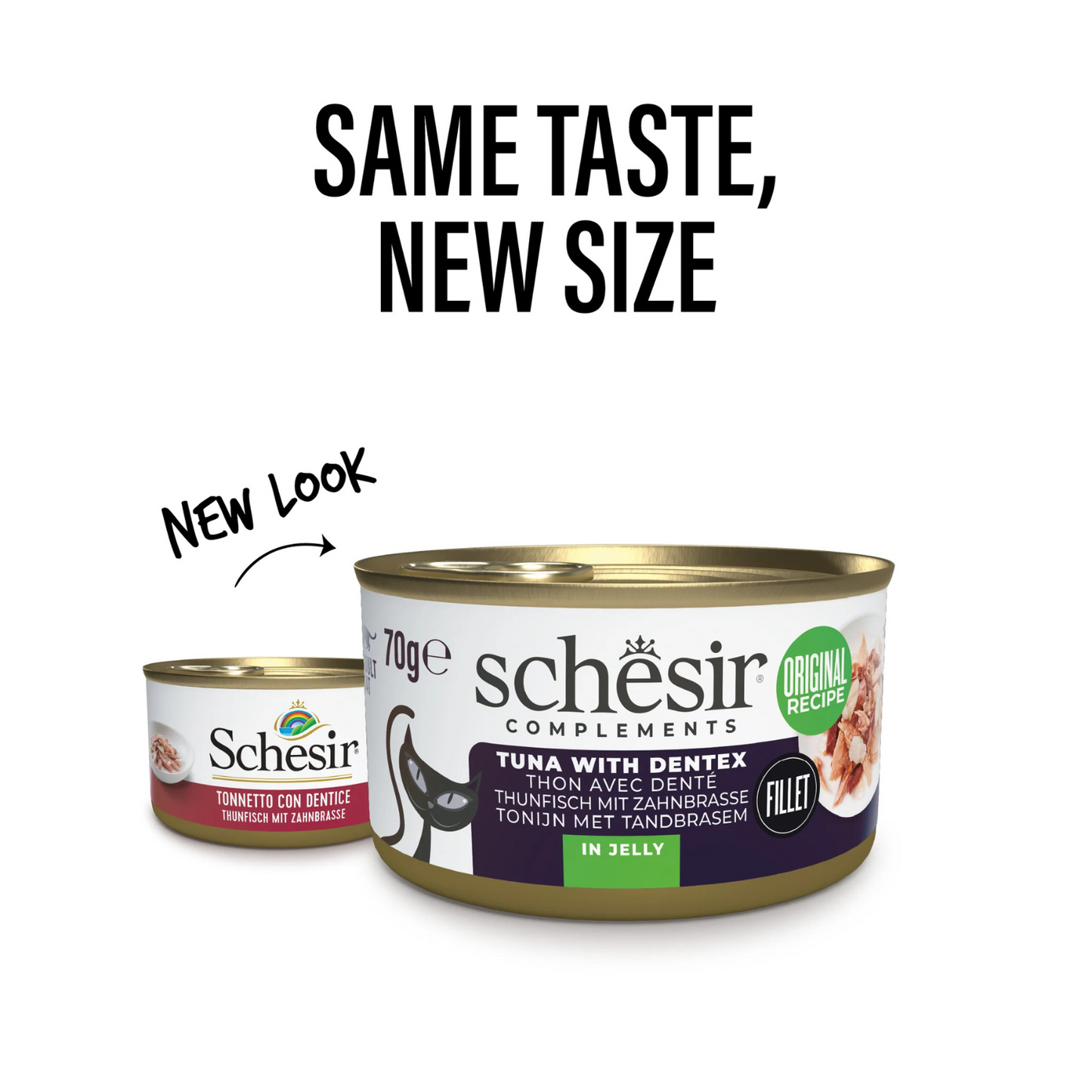 Schesir Complements Cat Wet Food in Jelly Can- Tuna With Dentex 70g
