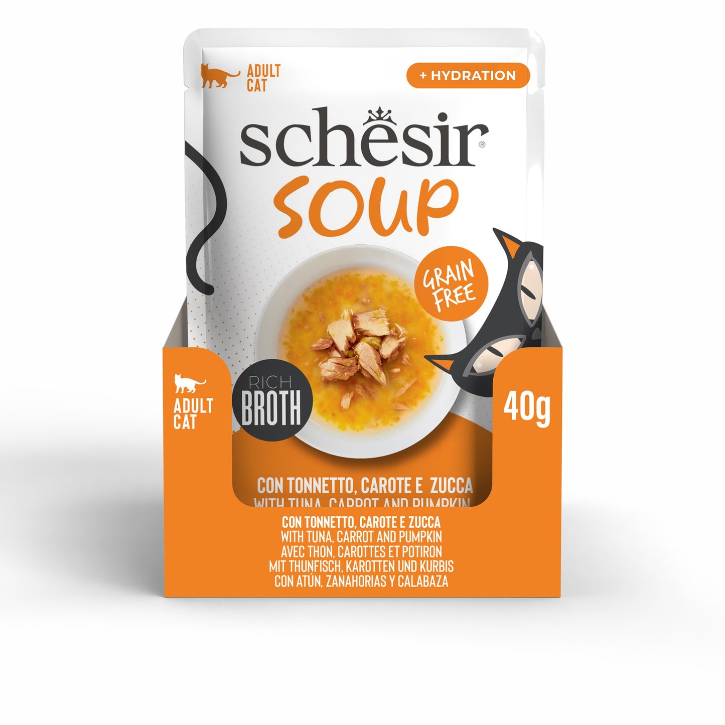 Schesir Soup Cat Wet Food in Soup Pouch-Tuna With Pumpkin 40g