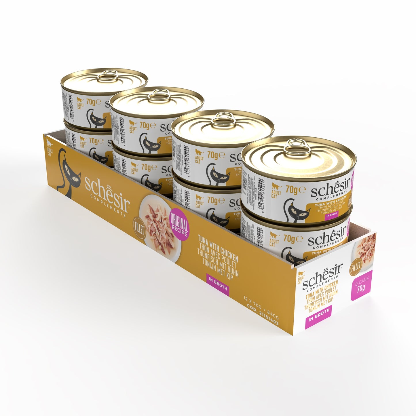 Schesir Wet Cat Food In Broth Can-Tuna With Chicken 70g