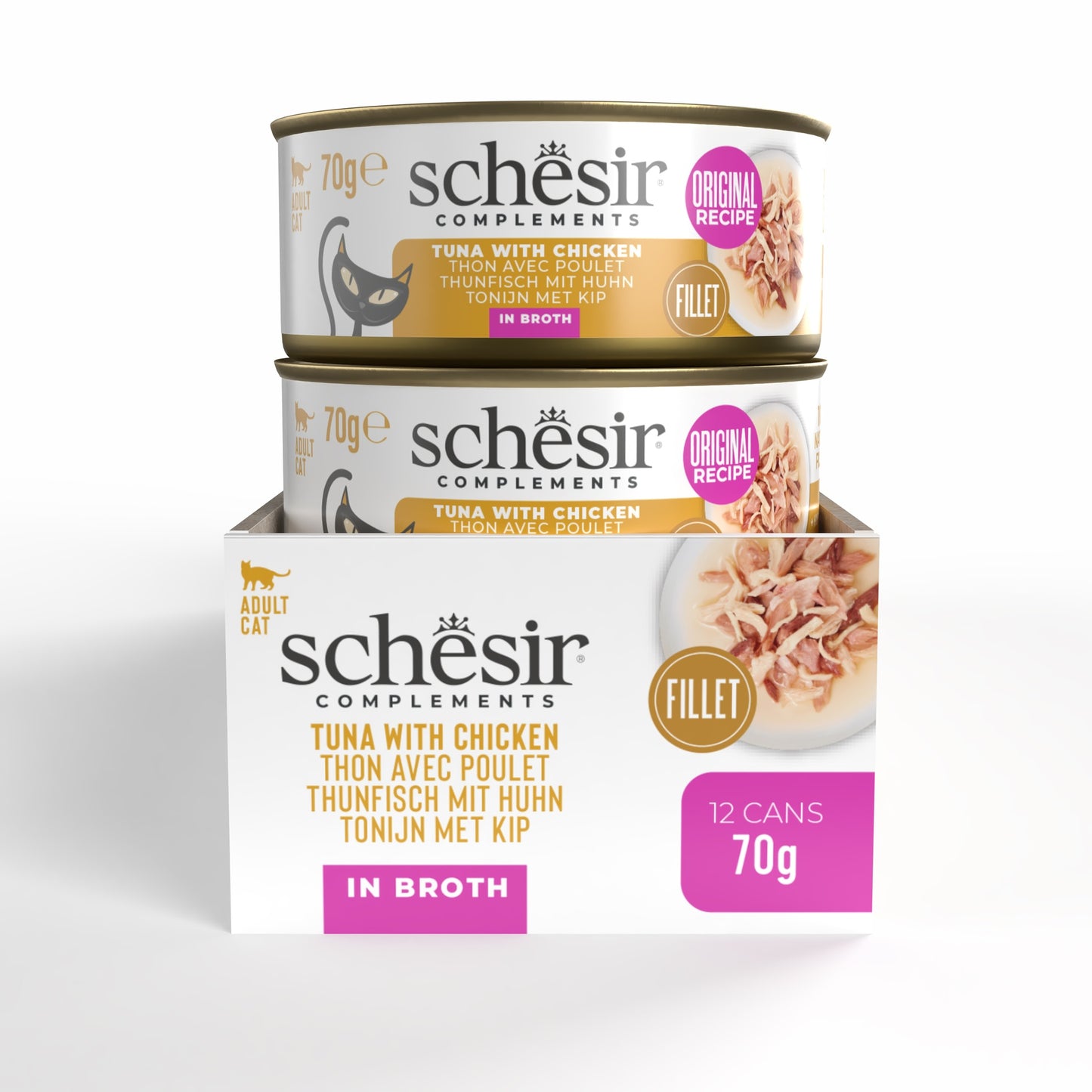 Schesir Wet Cat Food In Broth Can-Tuna With Chicken 70g