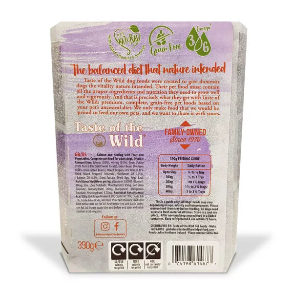 Taste of The Wild Dog Wet Food Salmon Fruit & Veg Tray - 390g