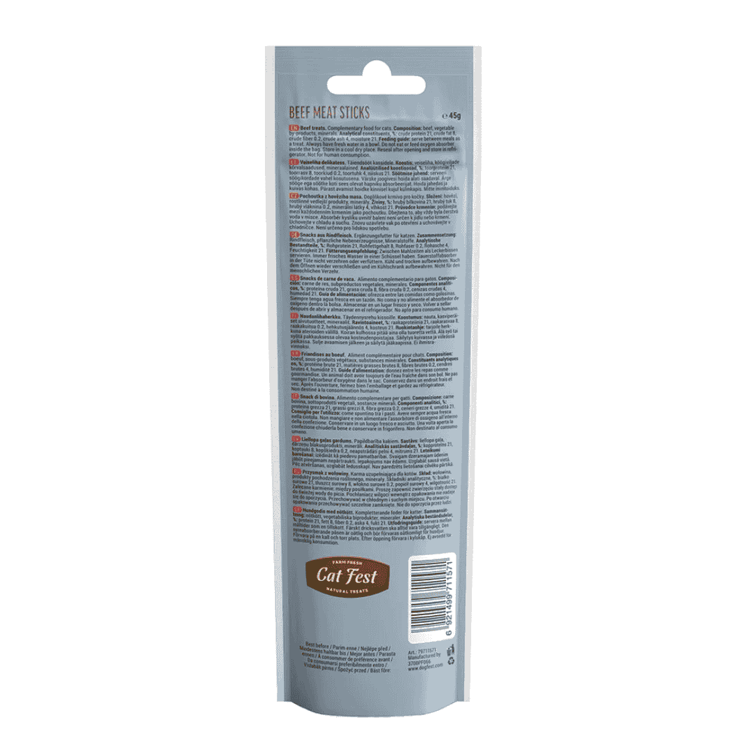 Cat Fest Beef Meat Sticks for Cats – 45g Tasty Chewy Treats