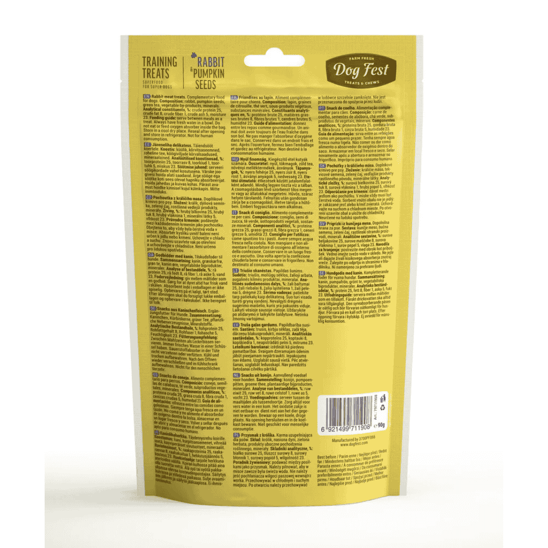 Dog Fest Training Treats Rabbit & Pumpkin Seeds – 90g