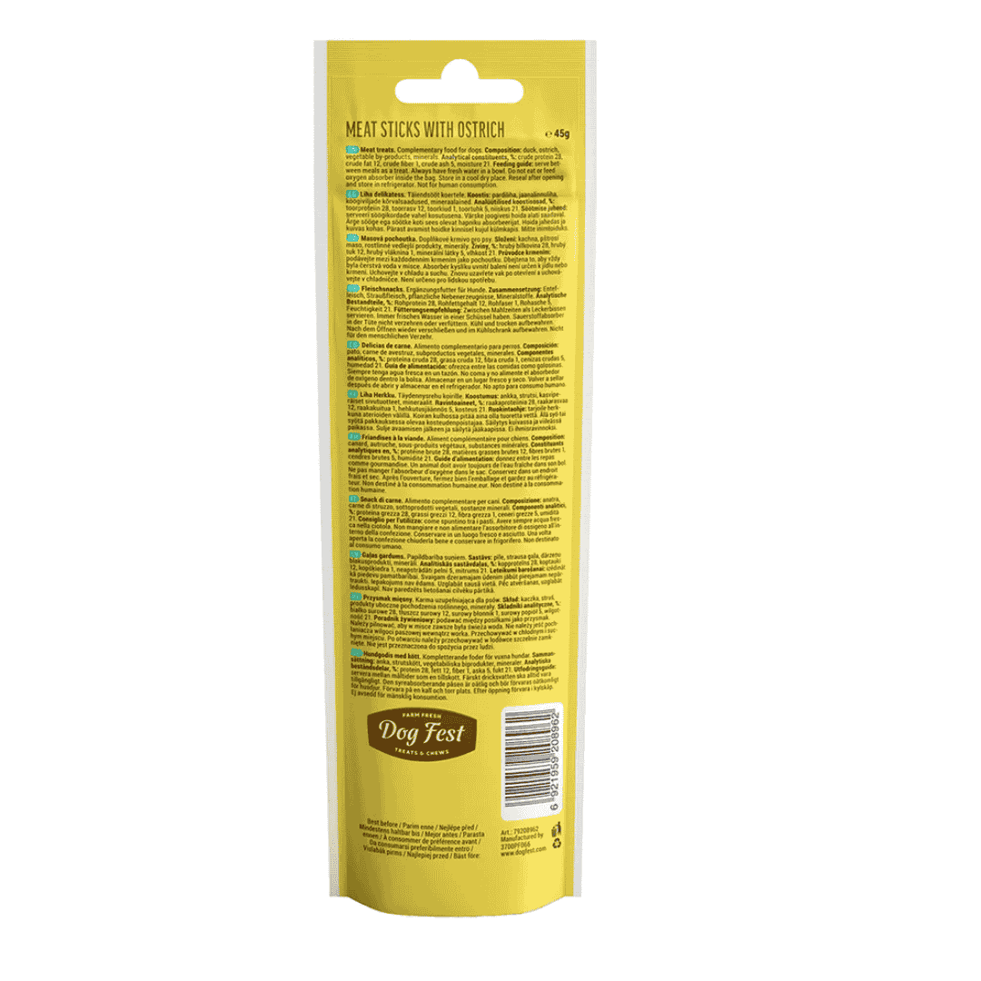 Dog Fest Meat Sticks with Ostrich for Adult Dogs - 45g