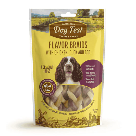 Dog Fest Flavor Braids with Chicken, Duck, and Fish - 90g