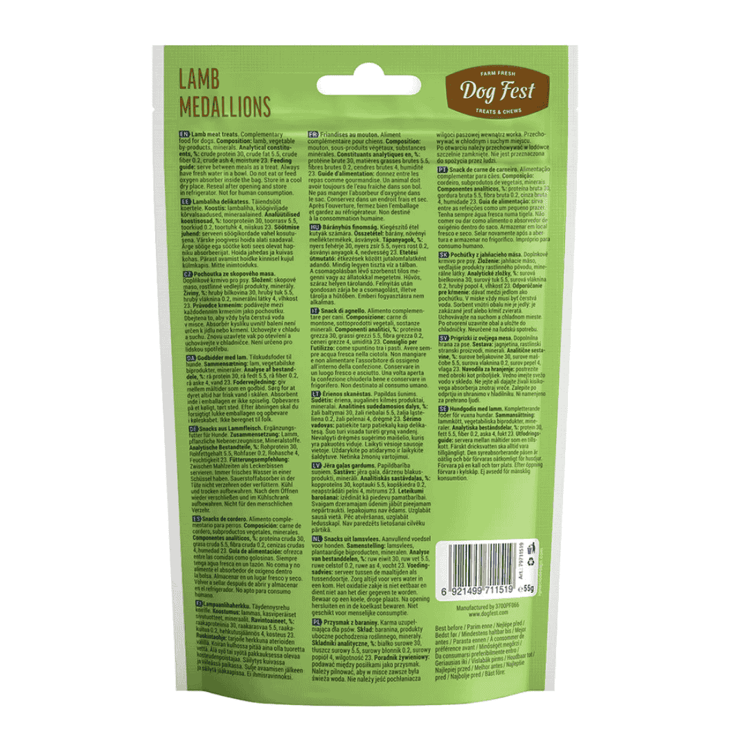 Dog Fest Lamb Medallions for Mini-Dogs - 55g (1.94 oz)