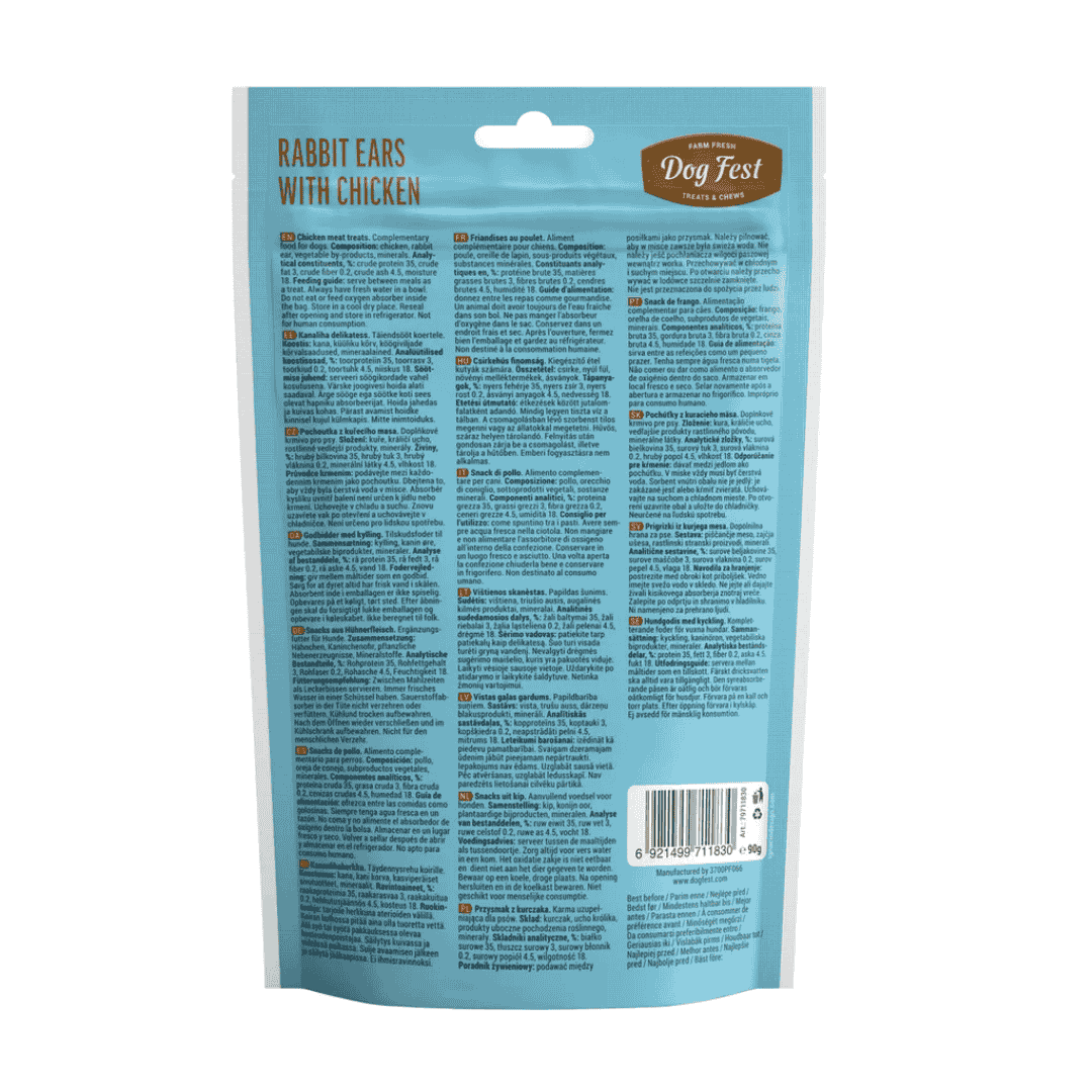 Dog Fest Rabbit Ears with Chicken for Puppies – 90g (3.17oz)