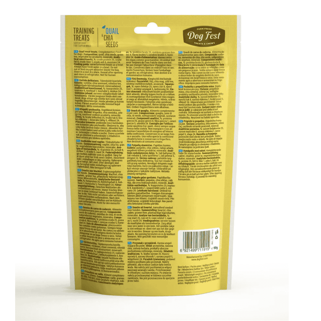 Dog Fest Training Treats Quail & Chia Seeds – 90g