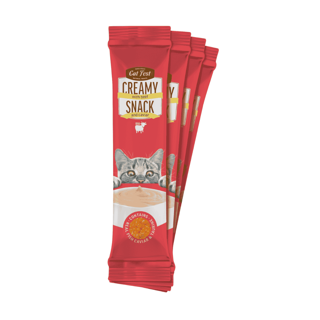 Cat Fest Creamy Snacks-Beef With Caviar 4x10g